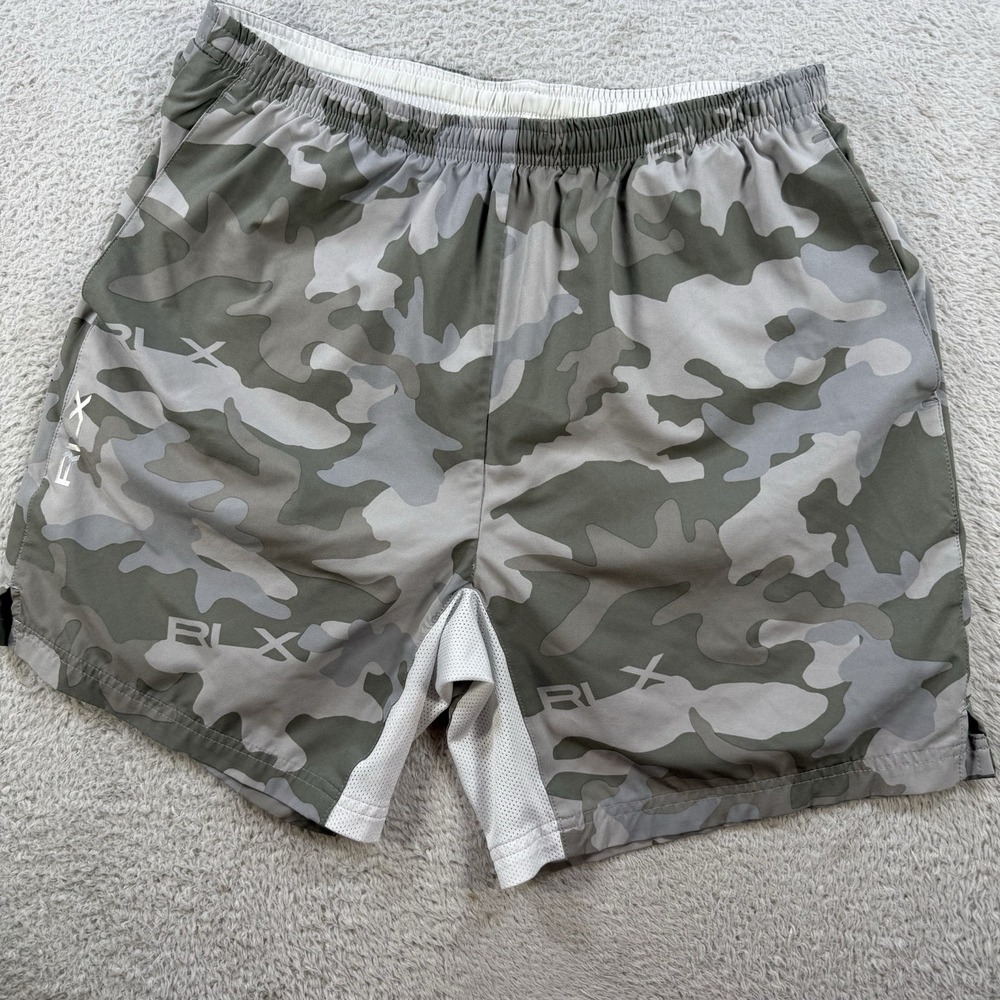 RLX Ralph Lauren Shorts Mens Medium Grey Camo Performance Lined Drawstring Gym
